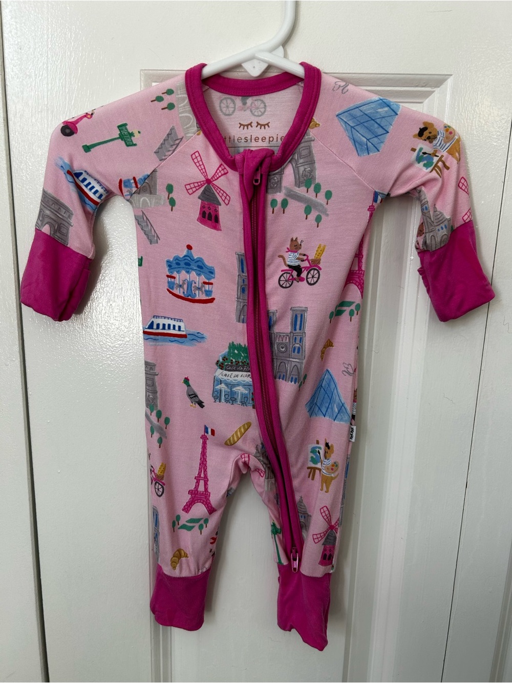 Little Sleepies pink weekend in Paris full zip sleeper preemie bamboo